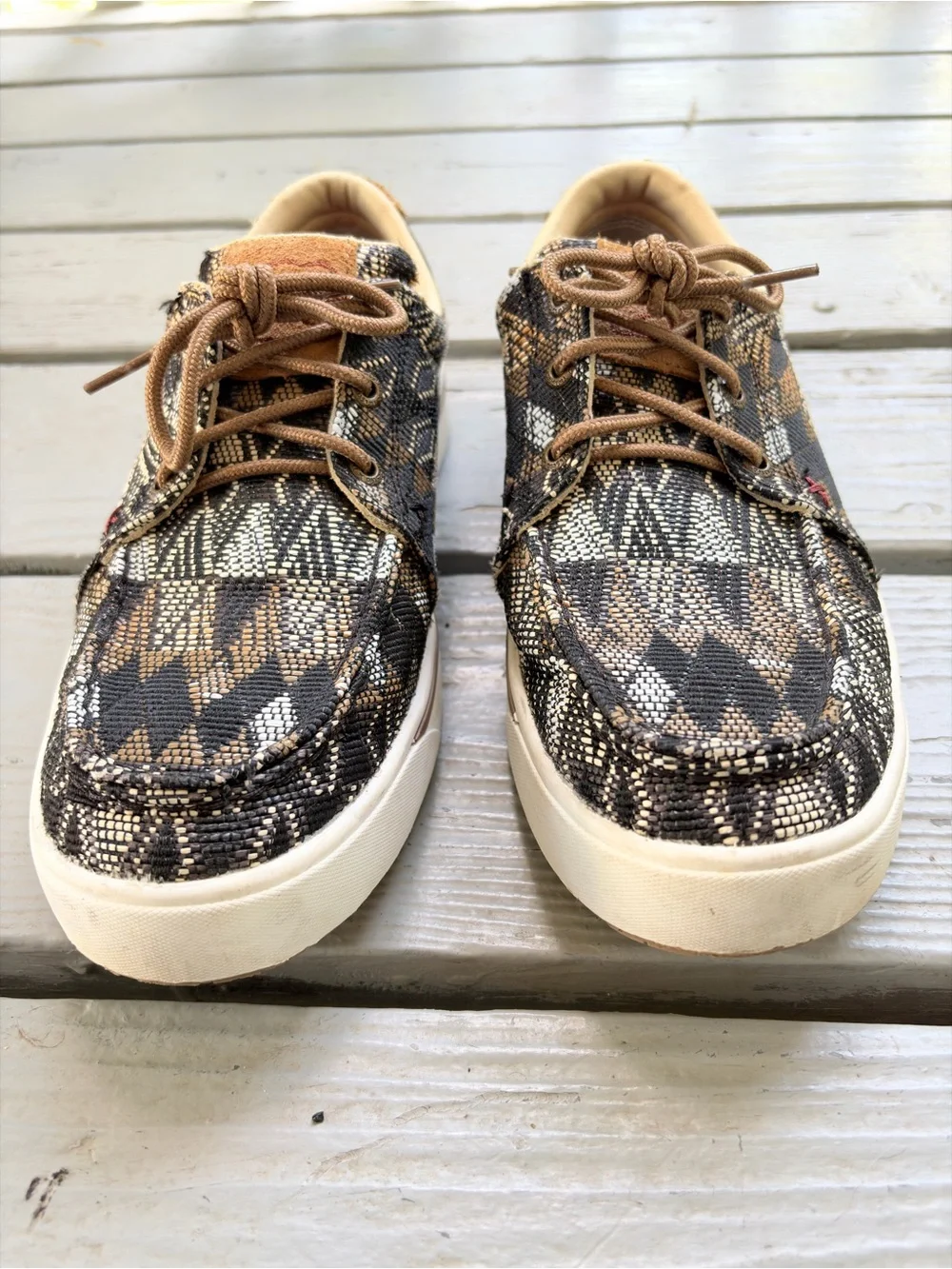 TWISTED X Black Tan Lace Up Kicks Loafer Handcrafted Comfort Rubber Sole Size 8